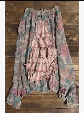 Jaded Gypsy Bohemian field of dreams Tiered Ruffle Midi Skirt in Multicolor